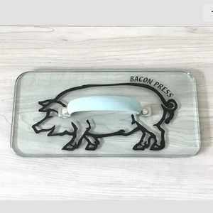 Cook's Essentials Glass Bacon Press Blue Handle